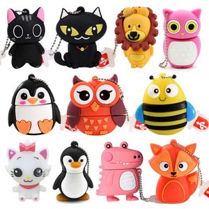 USB Flash Driving Animal Cartoon Series Hediyesi Çocuk için USB 2.0 Flash Tahrik Gerçek Kapasite Kalem Sürücü Silikon Bellek Çubuğu 64GB/32GB/16GB/8GB U Disk