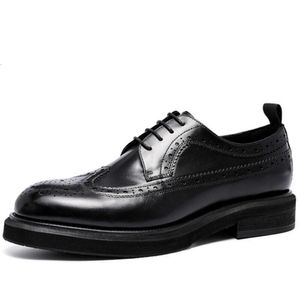 Handmade Designer Men Dress Genuine Leather Brogue 2023 Black Brown Platform Wedding Business Oxford Shoes Size 46