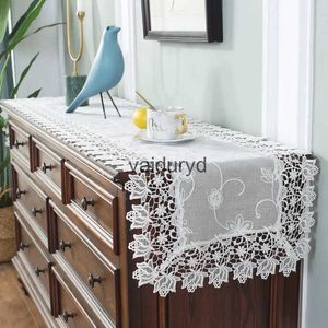 Table Runner Table Runner White Lace Glass Yarn Rectangle Table Flag Hollow Out Europe Embroidered Dining Table Cloth Romantic Dust Covervaiduryd