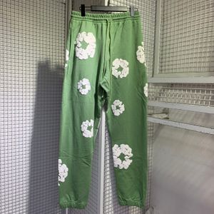 Novos moletons com capuz calças curtas de algodão verde moletom feminino designer floral estampado guirlanda shorts jeans jogger diamante jeans guirlanda solta casual bolso comprimento total