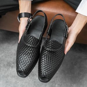 Sandals Comfortable Mens Beach Roman Style Male Leather Summer Shoes For Outdoor Fashion Walking Hollow Out