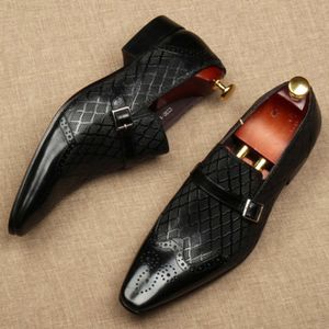 Italian Men's Formal Shoes Genuine Leather Handmade Black Wedding Soical Suit Buckle 2023 Summer New Oxford Dress Loafers