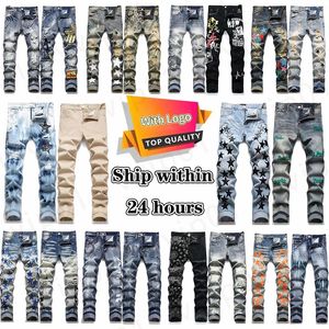 jeans firmati Amari da uomo Jeans viola High Street am ricamo lettera ksubi jeans Oversize Fashion denim Jeans strappati Jeans slim fit con cerniera Jeans Hip Hop con inchiostro splash