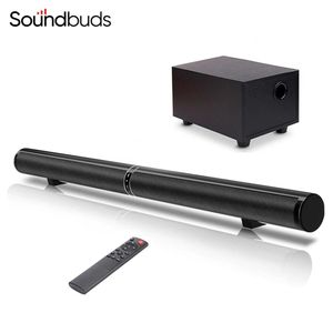 Altavoces Soundbuds, inalámbricos por Bluetooth, subwoofers con cable para cine en casa, barra de sonido estéreo 3D, compatible con RCA óptico AUX