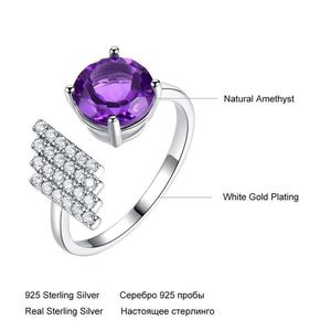 Pierścień Solitaire Caffe007 Naturalny ametystowy kamień szlachetny dla kobiet 925 Sterling Sier Purple Stone Elegancki zaręczyny Wedding Fine Dh3pu