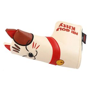 Fechamento magnético bonito kitty híbrido madeira cabeça capa clube de golfe headcovers putter lâmina mallet gato sorte 240116