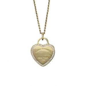 Tiff Necklace Designer Women Top Quality Pendant Small T 925 Silver Heart Diamond Plated Gold Necklace Style Love Pendant Collar Chain Popular Accessories