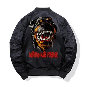 Ferocious Dog Animal Print Bomber Jacket Mens Clothes Streetwear Mens Jackets Windproof Coat Tjock 240115