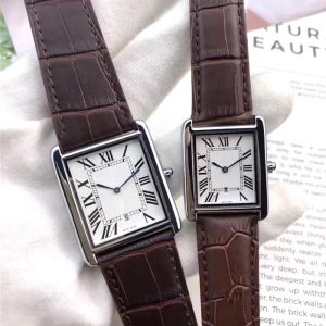 Herren- und Damenuhren, hochwertige Luxus-Tankuhr für Damen, Kleid, Business-Uhr, Quarzwerk, Lederarmband, wasserdicht, Designer-Uhren