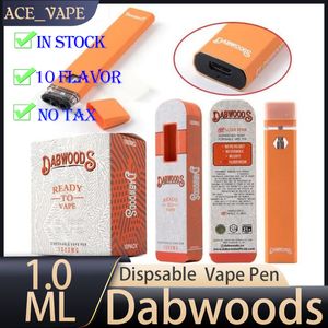 Dabwoods 1.0ml 일회용 vape 펜 충전식 E 담배 280mAh 배터리 빈 510 기화기 펜 카트리지 박스 포장 팩 우드 X Runts 1.0