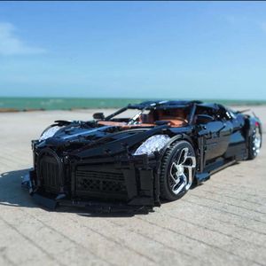 Uxing Black Night Veyron Block Sports Car Flagship Edition Chassis Lift Switch Door Intelligent Remote Control Building Blocks