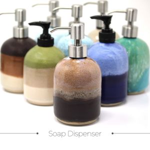 Dispenser di sapone in gres, Dispenser di sapone con pompa, Dispenser di sapone fatto a mano, Dispenser di sapone in ceramica, Arredamento bagno