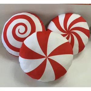 Pillow 2024 Christmas Candy Throw Merry Xmas Red White Swirls Cane Kids Room Home Decor For Gifts G8