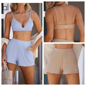 AL-0057 Moda Casual Wear com shorts Fiess Yoga Pants Sexy Gym Vest Sport Bra Sports and Leisure Set