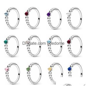 결혼 반지 100% 925 Sterling Sier 1 월 2 월 3 월 5 월 Jy 8 월 9 월 12 월 Birthstone Ring 8 DHEBC