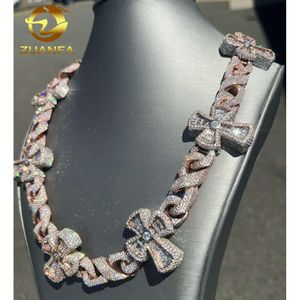 Wholesale Fully Iced Out Hiphop Baguette Diamond Sier Link Bracelet Cross Infinity Moissanite Cuban Chain Necklace