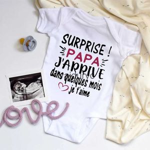 ROMPERS Zaskoczy Papa Im w ciągu kilku miesięcy ogłoszenia w ciąży Body Bodysuit Dziewczyna Dziewczyna Toddler Toksit Ubrania niemowlęcia Prezent H240508