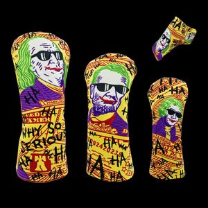 Clown Dollar Golf Club #1 #3 #5 Wood Headcovers Driver Fairway Woods Cover PU Leather High Quality Putter Head Cover 240116