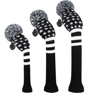 13 Pcsset Golf clubs Headcover Black Star Knitted Hybrid UT Driver Fairway Wood 1 3 5 Knitting 240116