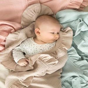 Муслиновые 2-слойные одеяла для пеленания для малышей на лето, постельное белье, хлопковые супермягкие коляски, прием для кроватки