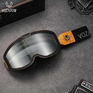 Vozapow Мотоциклетные очки Ретро Похромные очки для мотокросса Велосипедные очки Винтаж для очков Противотуманные УФ-лучи Солнцезащитные очки для катания на лыжах 240115