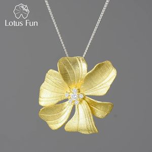 Fun 18K Gold Zircon Elegant Large Peony Flower Pendants and Necklaces for Women 925 Sterling Silver Chains Luxury Jewelry 240116