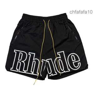 Designer Mens Shorts Rhude Short Beach Mesh Street Sweatpants Basketball Men Limited Swim Knee Length Hip Hop High Sports Training Elastic Waist JFA4