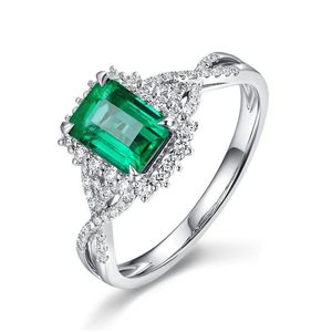 Solitaire Ring Imitate Emerald Square Shape Inlay Rings Fashion Women Engagement Opening Simple Ring Jewelry Gift 763 Q2 Drop Deliver Dhcxk