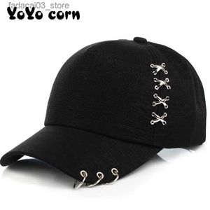 Bonés de bola yoyocorn punk gorras osso masculino feminino beisbol hip hop bonés de beisebol criativo unisex criativo piercing anel boné de beisebol q240116