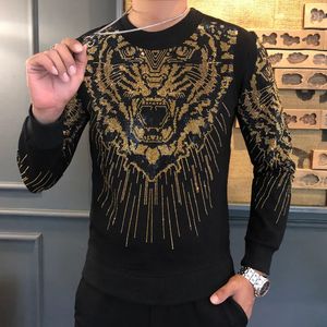 Zwiedź tygrysy tygrysa długi rękaw Sueter Masculino Mężczyźni Lśniący bluza z kapturem męska streetwear Hip Hop swobodna bluza z kapturem Pullover 240115