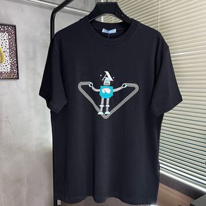 Pesado feito itália estilo homens designer tee robô triângulo impressão t camisa verão rua skate manga curta tshirt 24ss 0116