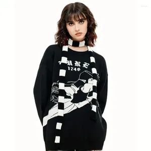 Sciarpe Moda Punk Sciarpa sottile Silenziatore Nero a strisce bianche per le donne Accessori di abbigliamento lunghi Decorazione Harajuku