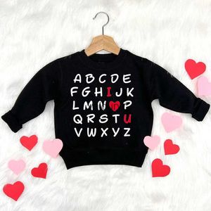 Dopasowane rodzinne stroje ABC I Love You Drukuj bluza walentynkowa impreza strój streetwear zima ciepłe bluzę z kapturem lis holiday pulloverclothes H240508