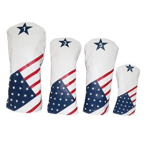 USA Stars and Stripes Golf Wood HeadCovers Driver Head Cover Synthetic Leather 240116