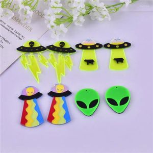 Charms Mix 10st/Pack Funny Style Ufo Alien Rymdskepp Akryl för DIY örhängen smycken tillverkning