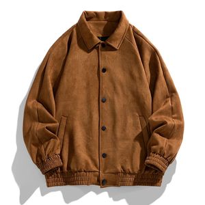 2024 Listing Oversized Jacket Fashion Casual Suede Flip Lining Slim Quality Men'S Spring And Fall Loose Work Coat 240115