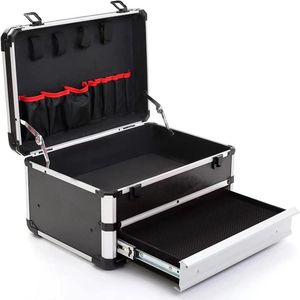 Aluminiumkoffer-Werkzeugkasten mit Schubladen, tragbarer Multi-Tool-Aufbewahrungskoffer für Werkzeuge, Elektrokoffer, Ausrüstung, Werkzeug-Organizer-Box 240115