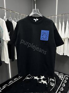 Camiseta verão masculina respirável solta carta impressão amantes streel loeewe manga curta tendência topo z 100% algodão