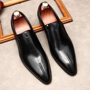 Italian Mens Business Loafers Genuine Leather Handmade Brand Designer Comfortable Man Elegant Wedding Social Formal Shoes