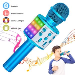 Mikrofonlar Kablosuz Bluetooth Karaoke Mikrofon Taşınabilir Hoparlör Makinesi Handheld Home KTV Player Record Fonksiyon