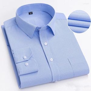 Camicie eleganti da uomo Camicia Primavera Autunno a maniche lunghe in cotone alto Non stirabile Comoda moda stampata in tinta unita Business Formale Sociale