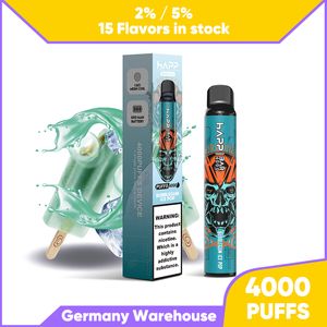 Original Crystal 4000 Puffs E Cigaretter Mesh Coil Disposable Vapes Pen 15 Flavors 2 mg Förfyllda skidor 8 ml E-Liquid Lighting Single begagnad Vape