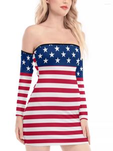 Casual Dresses Wilcliar Summer Mini Dress Women Bodycon Stripe Stars Print Strapless Sexy Tube 4th Of July Fairy Street Clothes