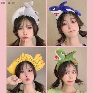 Headbands Lovely Hair Bands Hair Clips Girls Cute Bear Rabbit Fish Dinosaur Headbands Autumn Winter Women Cartoon Plush Hairpin Children YQ240116