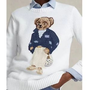Новинка 2024 года, женский свитер, мягкий базовый свитер, модный вязаный джемпер, топ, женские хлопковые свитера с медведем, De Mujer, бесплатная доставка