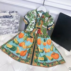 Girls Letter White Summer cute cartoon print foreign small Lapel comfortable short sleeved Princess Dress