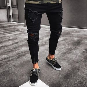 Plus Size S/3XL MENS COOL DESIGNER Märke Black Jeans Skinny Ripped Destrud Stretch Slim Fit Hip Hop Pants With Holes For Men 240116