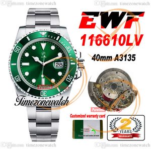 EWF V2 40 mm A3135 Cal 3135 Automatyczne męskie zegarek 116610 Ceramika ramka zielona data wybierania 904L stalowa bransoletka super edycja ta sama seria karta timeZoneWatch A2