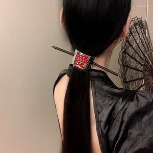Haarspangen Chinesisches Wort Herz Haarnadeln für Frauen Vintage Holz Metall Stick Kopfbedeckung Mode Punk Trendy Accessoires 2024