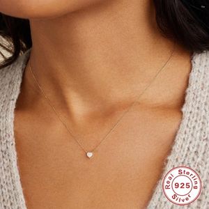 Pendants CANNER Tiny Heart Opal Choker Necklace For Women 925 Sterling Silver Chain Pendant On Neck Boho Chocker Jewel